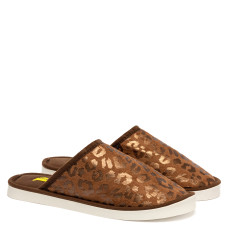Women's Home slippers ROXY, Leopard Print Light Brown