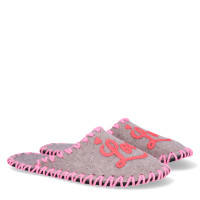 Papuci de casa Fetru Femei, Bej/Roz Papuci de casa Fetru Femei, Bej/Roz