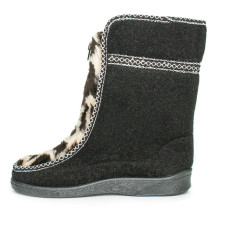Women's High Fur Sidboots Leopard, Black