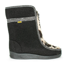 Women's High Fur Sidboots Leopard, Black