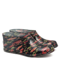 Women's Galoshes with print, Rose on black