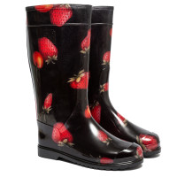 Cizme de cauciuc Lungi COLOR pentru Femei, Capsuni pe negru Cizme de cauciuc Lungi COLOR pentru Femei, Capsuni pe negru